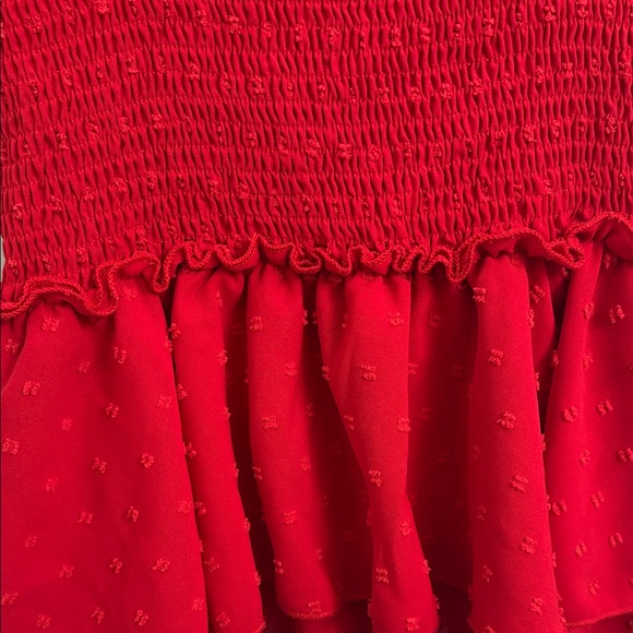 Red Smocked Peplum Top - Picture 2 of 5